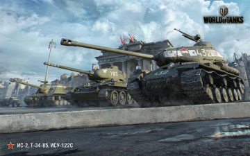 Банер, плакат, постер «World of Tanks», ІС-2, Т-34-85, ІСУ-122С