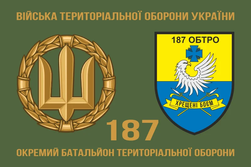 Флаг 187 ОБТрО (отдельный батальон Территориальной обороны) ВСУ. Вариант-02 Флаг 187 ОБТрО (отдельный батальон Территориальной обороны) ВСУ. Вариант-02