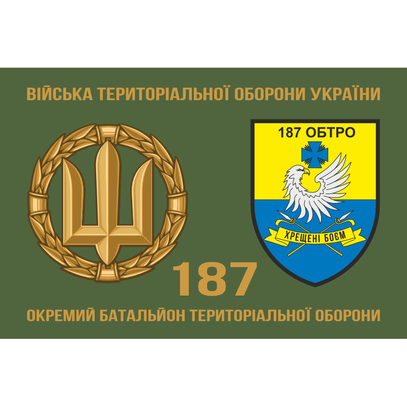 Флаг 187 ОБТрО (отдельный батальон Территориальной обороны) ВСУ. Вариант-02 Флаг 187 ОБТрО (отдельный батальон Территориальной обороны) ВСУ. Вариант-02