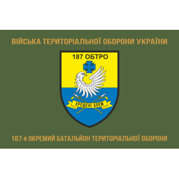 Флаг 187 ОБТрО (отдельный батальон Территориальной обороны) ВСУ. Вариант-04