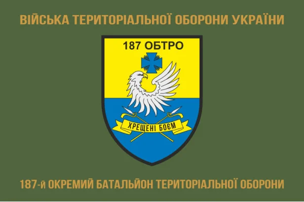 Флаг 187 ОБТрО (отдельный батальон Территориальной обороны) ВСУ. Вариант-04 Флаг 187 ОБТрО (отдельный батальон Территориальной обороны) ВСУ. Вариант-04