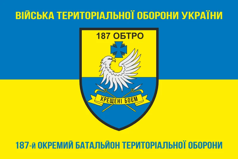 Флаг 187 ОБТрО (отдельный батальон Территориальной обороны) ВСУ. Вариант-06 Флаг 187 ОБТрО (отдельный батальон Территориальной обороны) ВСУ. Вариант-06