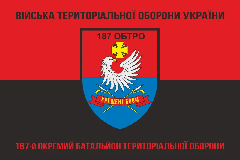 Флаг 187 ОБТрО (отдельный батальон Территориальной обороны) ВСУ. Вариант-08 Флаг 187 ОБТрО (отдельный батальон Территориальной обороны) ВСУ. Вариант-08