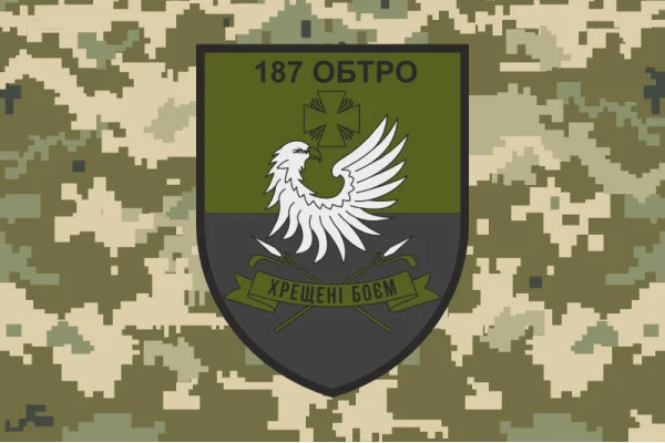 Флаг 187 ОБТрО (отдельный батальон Территориальной обороны) ВСУ. Вариант-09 Флаг 187 ОБТрО (отдельный батальон Территориальной обороны) ВСУ. Вариант-09