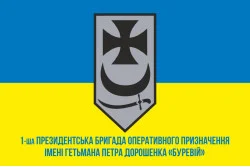 Флаг 1 БрОН (президентская бригада оперативного назначения) НГУ «БУРЕВІЙ». Вариант-14 Флаг 1 БрОН (президентская бригада оперативного назначения) НГУ «БУРЕВІЙ». Вариант-14