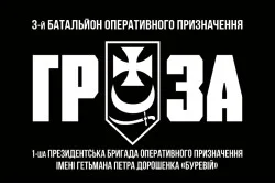 Прапор 3 БОП (батальйон оперативного призначення) «ГРОЗА» 1 БрОП НГУ «БУРЕВІЙ». Вариант-02