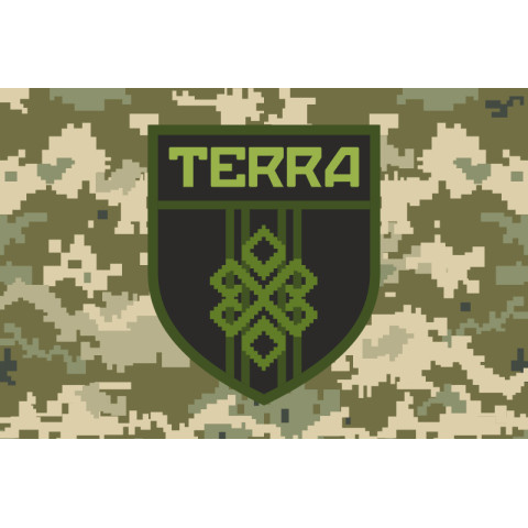 Флаг Разведывательного отряда «Terra» 3 ОШБр ВСУ. Вариант-05 Флаг Разведывательного отряда «Terra» 3 ОШБр ВСУ. Вариант-05