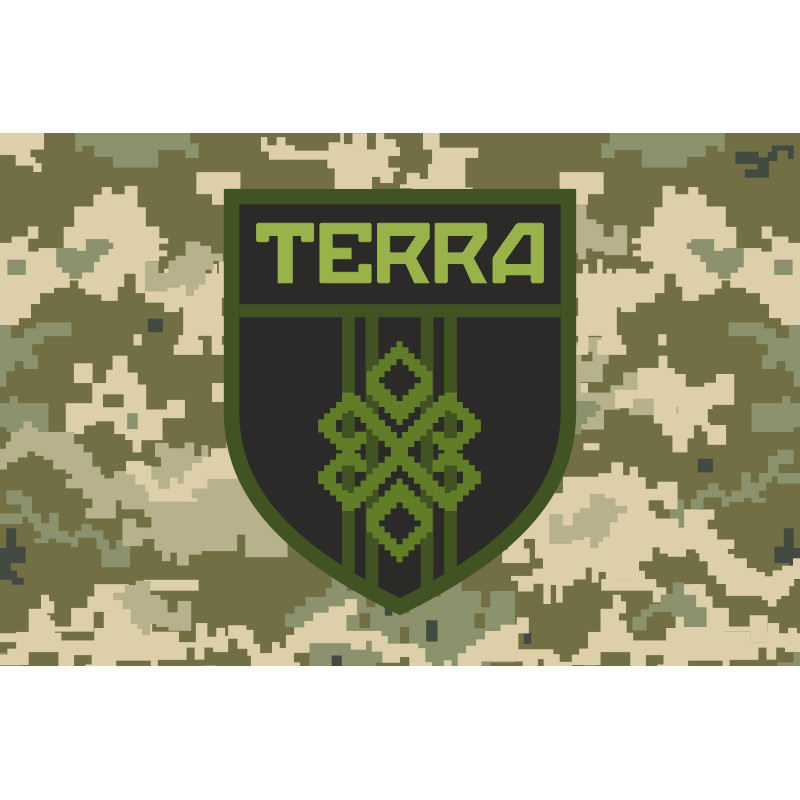 Флаг Разведывательного отряда «Terra» 3 ОШБр ВСУ. Вариант-05 Флаг Разведывательного отряда «Terra» 3 ОШБр ВСУ. Вариант-05