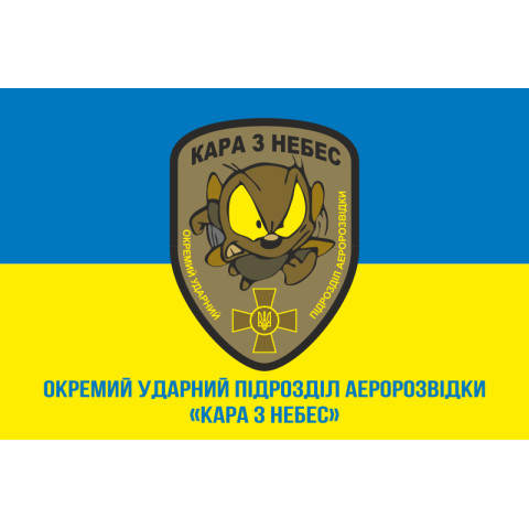 Прапор Окремого ударного підрозділу аеророзвідки «Кара з небес» Муха. Варіант-02