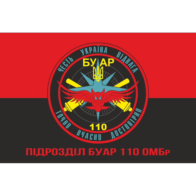 Флаг БУАР (батарея управления и артиллерийской разведки) 110 ОМБр ВСУ. Вариант-04 Флаг БУАР (батарея управления и артиллерийской разведки) 110 ОМБр ВСУ. Вариант-04