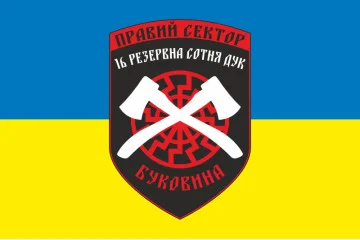 Флаг ДУК «Правый сектор» 16 резервная сотня «Буковина». Вариант-02 Флаг ДУК «Правый сектор» 16 резервная сотня «Буковина». Вариант-02