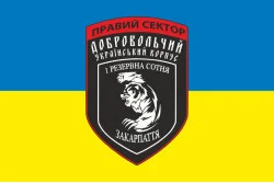 Флаг ДУК «Правый сектор» 1 резервная сотня «Закарпатье». Вариант-02