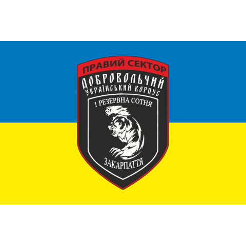 Прапор ДУК «Правий сектор» 1 резервна сотня «Закарпаття». Варіант-02 Прапор ДУК «Правий сектор» 1 резервна сотня «Закарпаття». Варіант-02
