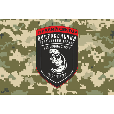 Прапор ДУК «Правий сектор» 1 резервна сотня «Закарпаття». Варіант-03 Прапор ДУК «Правий сектор» 1 резервна сотня «Закарпаття». Варіант-03