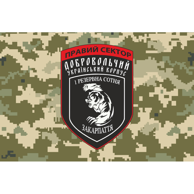 Прапор ДУК «Правий сектор» 1 резервна сотня «Закарпаття». Варіант-03 Прапор ДУК «Правий сектор» 1 резервна сотня «Закарпаття». Варіант-03