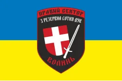 Флаг ДУК «Правый сектор» 3 резервная сотня «Волынь». Вариант-02 Флаг ДУК «Правый сектор» 3 резервная сотня «Волынь». Вариант-02