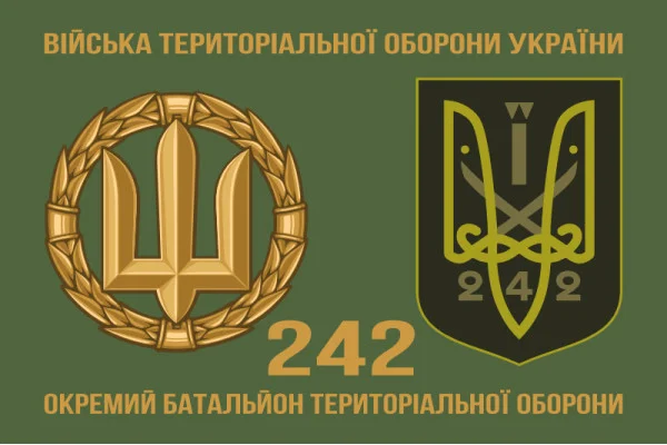 Флаг 242 ОБТрО (отдельный батальон Территориальной обороны) ВСУ. Вариант-03