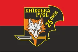 Флаг Военной разведки 25 ОМПБ «Киевская Русь» ВСУ. Вариант-04 Флаг Военной разведки 25 ОМПБ «Киевская Русь» ВСУ. Вариант-04