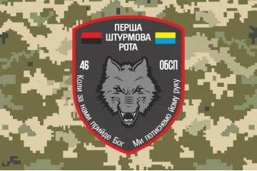 Флаг 46 ОБСпН ВСУ «Донбасс-Украина», Штурмовая рота. Вариант-04 Флаг 46 ОБСпН ВСУ «Донбасс-Украина», Штурмовая рота. Вариант-04