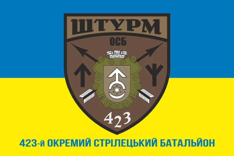 Флаг 423 ОСБ (отдельный стрелковый батальон) ВСУ «ШТУРМ». Вариант-02 Флаг 423 ОСБ (отдельный стрелковый батальон) ВСУ «ШТУРМ». Вариант-02