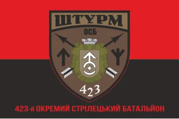 Флаг 423 ОСБ (отдельный стрелковый батальон) ВСУ «ШТУРМ». Вариант-04 Флаг 423 ОСБ (отдельный стрелковый батальон) ВСУ «ШТУРМ». Вариант-04