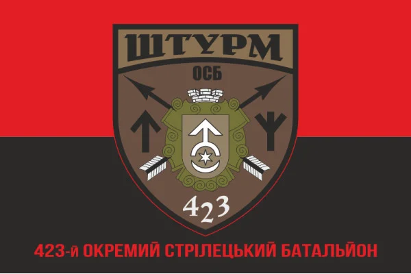 Флаг 423 ОСБ (отдельный стрелковый батальон) ВСУ «ШТУРМ». Вариант-04 Флаг 423 ОСБ (отдельный стрелковый батальон) ВСУ «ШТУРМ». Вариант-04
