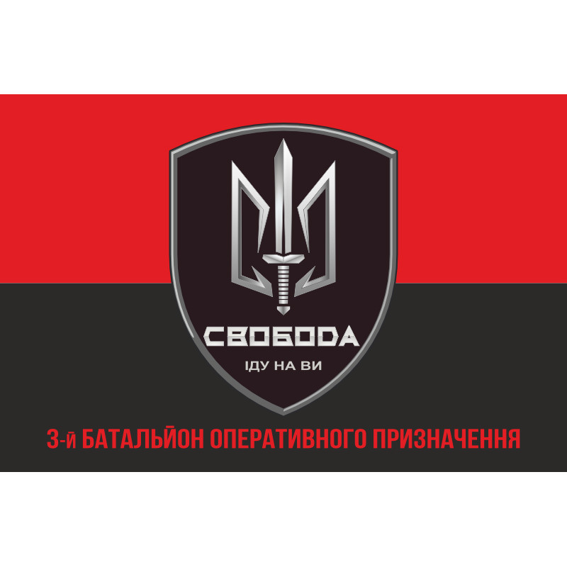 Флаг 3 БОН (батальон оперативного назначения) «Свобода» 4 БрОН НГУ «РУБЕЖ». Вариант-04 Флаг 3 БОН (батальон оперативного назначения) «Свобода» 4 БрОН НГУ «РУБЕЖ». Вариант-04