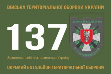 Флаг 137 ОБТрО (отдельный батальон Территориальной обороны) ВСУ. Вариант-01