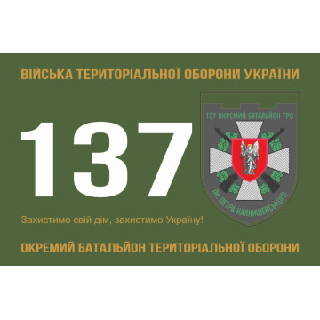 Прапор 137 ОБТрО (окремий батальйон Територіальної оборони) ЗСУ. Варіант-01
