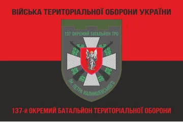 Флаг 137 ОБТрО (отдельный батальон Территориальной обороны) ВСУ. Вариант-08