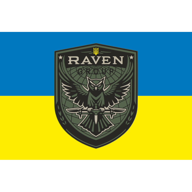 Флаг Подразделения «Raven Group» ГУР МОУ. Вариант-02 Флаг Подразделения «Raven Group» ГУР МОУ. Вариант-02