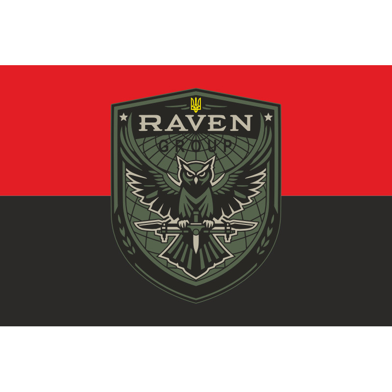 Флаг Подразделения «Raven Group» ГУР МОУ. Вариант-03 Флаг Подразделения «Raven Group» ГУР МОУ. Вариант-03