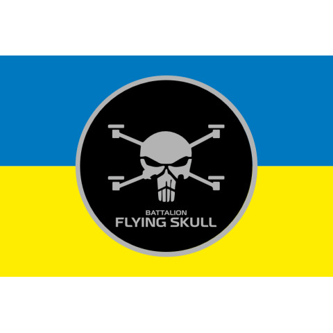 Флаг Батальона СБС (Силы беспилотных систем) ВСУ «Flying Skull». Вариант-01