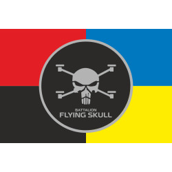Флаг Батальона СБС (Силы беспилотных систем) ВСУ «Flying Skull». Вариант-05 Флаг Батальона СБС (Силы беспилотных систем) ВСУ «Flying Skull». Вариант-05