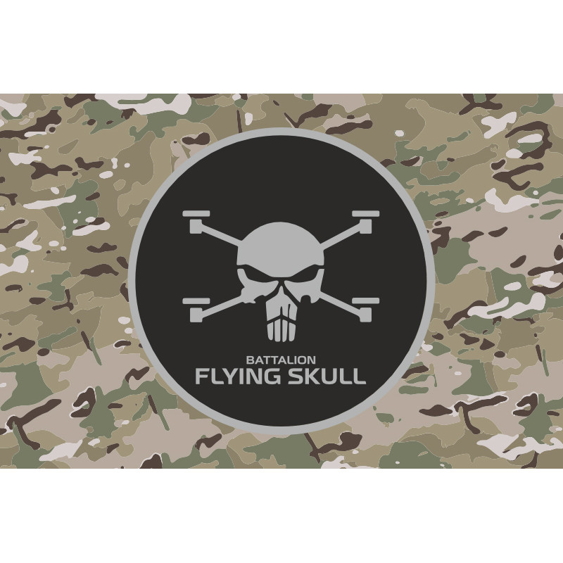 Прапор Батальйону СБС (Сили безпілотних систем) ЗСУ «Flying Skull». Варіант-06 Прапор Батальйону СБС (Сили безпілотних систем) ЗСУ «Flying Skull». Варіант-06