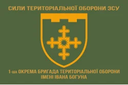 Флаг 1 ОБрТрО (отдельная бригада территориальной обороны) Сил ТрО ВСУ. Вариант-04 Флаг 1 ОБрТрО (отдельная бригада территориальной обороны) Сил ТрО ВСУ. Вариант-04
