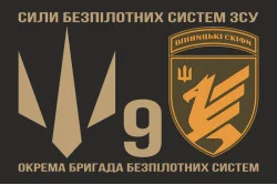 Флаг 9 ОБрБпС (отдельная бригада беспилотных систем) ВСУ «Винницкие скифы». Вариант-02 Флаг 9 ОБрБпС (отдельная бригада беспилотных систем) ВСУ «Винницкие скифы». Вариант-02