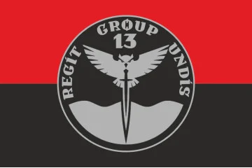 Флаг Подразделения «Group 13» ГУР МОУ. Вариант-02 Флаг Подразделения «Group 13» ГУР МОУ. Вариант-02