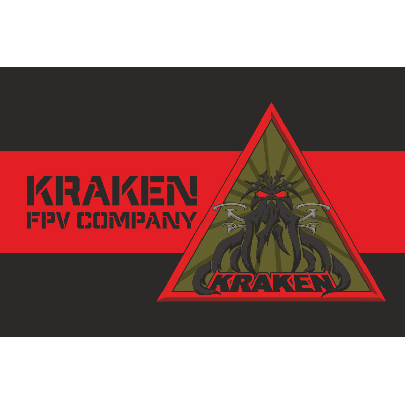 Прапор підрозділу FPV спецпідрозділу ГУР МОУ «KRAKEN». Варіант-01 Прапор підрозділу FPV спецпідрозділу ГУР МОУ «KRAKEN». Варіант-01