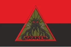 Прапор підрозділу FPV спецпідрозділу ГУР МОУ «KRAKEN». Варіант-04 Прапор підрозділу FPV спецпідрозділу ГУР МОУ «KRAKEN». Варіант-04