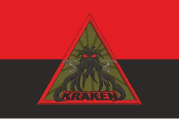 Флаг подразделения FPV спецподразделения ГУР МОУ «KRAKEN». Вариант-04