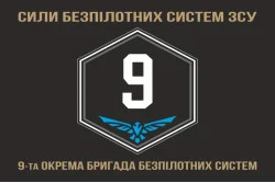 Флаг 9 ОБрБпС (отдельная бригада беспилотных систем) ВСУ «Винницкие скифы». Вариант-14 Флаг 9 ОБрБпС (отдельная бригада беспилотных систем) ВСУ «Винницкие скифы». Вариант-14