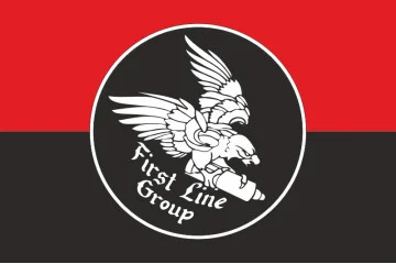 Флаг Подразделения «First Line» ГУР МОУ. Вариант-02 Флаг Подразделения «First Line» ГУР МОУ. Вариант-02
