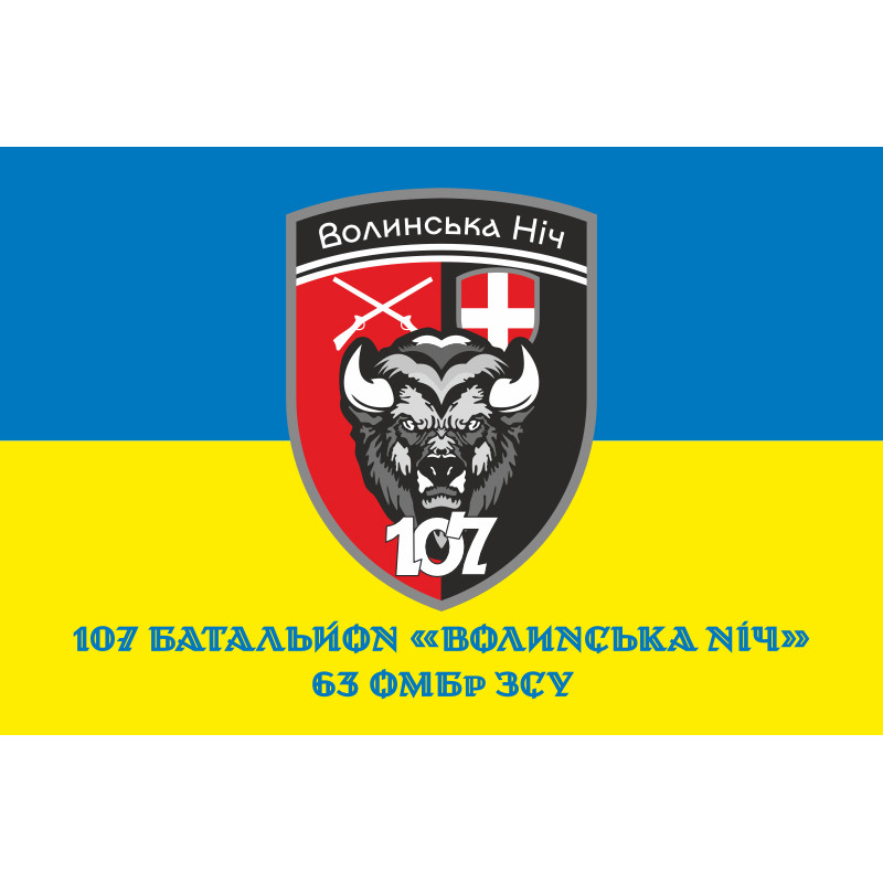 Прапор 107 Батальйону «Волинська ніч» 63 ОМБр ЗСУ. Варіант-02 Прапор 107 Батальйону «Волинська ніч» 63 ОМБр ЗСУ. Варіант-02