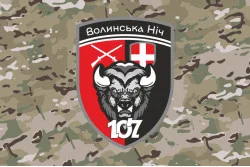 Прапор 107 Батальйону «Волинська ніч» 63 ОМБр ЗСУ. Варіант-06 Прапор 107 Батальйону «Волинська ніч» 63 ОМБр ЗСУ. Варіант-06