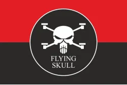 Прапор Роти ударних та розвідувальних БПЛА «FLYING SKULL» 110 ОМБр ЗСУ. Варіант-03 Прапор Роти ударних та розвідувальних БПЛА «FLYING SKULL» 110 ОМБр ЗСУ. Варіант-03