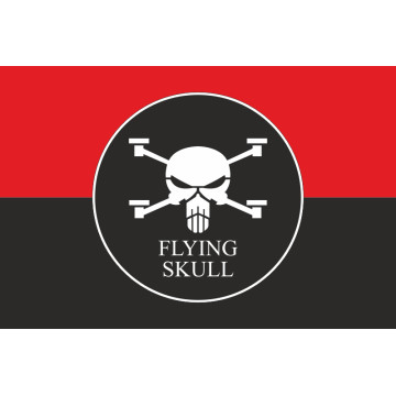 Флаг Роты ударных и разведывательных БПЛА «FLYING SKULL» 110 ОМБр ВСУ. Вариант-03 Флаг Роты ударных и разведывательных БПЛА «FLYING SKULL» 110 ОМБр ВСУ. Вариант-03