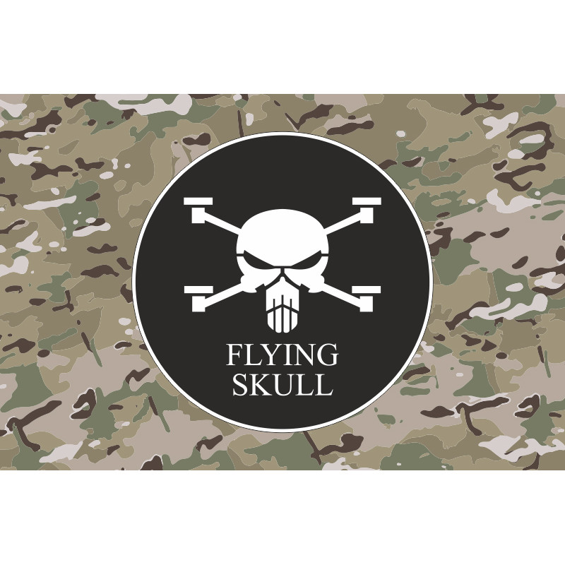 Флаг Роты ударных и разведывательных БПЛА «FLYING SKULL» 110 ОМБр ВСУ. Вариант-06 Флаг Роты ударных и разведывательных БПЛА «FLYING SKULL» 110 ОМБр ВСУ. Вариант-06