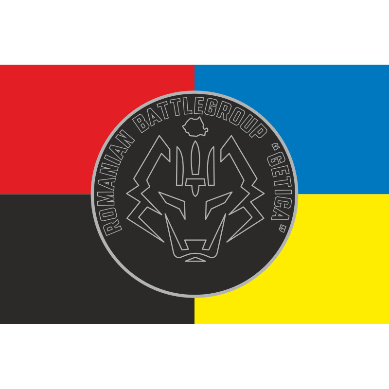 Флаг Румынской боевой группы «GETICA» ГУР МОУ. Вариант-03 Флаг Румынской боевой группы «GETICA» ГУР МОУ. Вариант-03