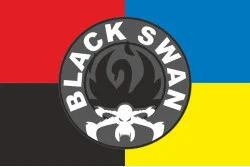 Флаг Группы ударных БПЛА «Black Swan» ЗСУ. Вариант-03 Флаг Группы ударных БПЛА «Black Swan» ЗСУ. Вариант-03